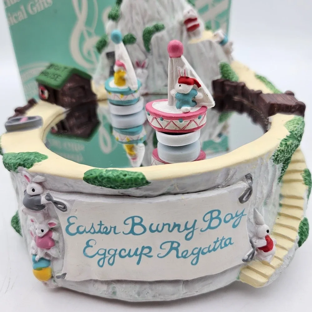 San Francisco Music Box Company Easter Bunny Bay Eggcup Regatta Magnetic Twirly